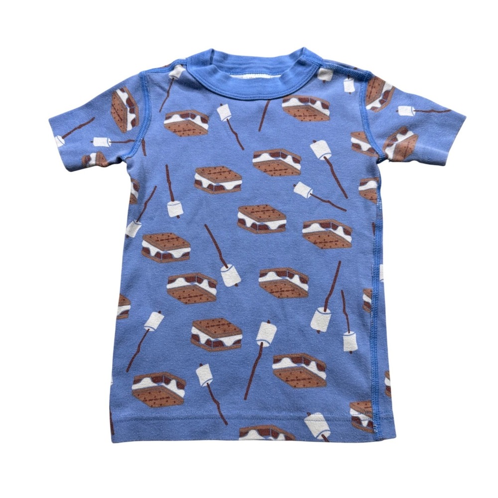 Hanna Andersson Blue Smores Marshmallow Organic Cotton‎ Pajama Top Loungewear 4